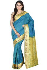 RRs Women's kanchipuram Art silk Saree handloom saree (MPRP001 BLUE)