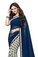 Trendz Women's Georgette Saree (TZ_Brinjal_Blue)