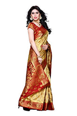 Mimosa Women's Traditional Art Silk Saree Kanjivaram Style With Blouse Color:Chiku(3299-224-CKU-MRN )