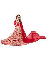 Panchratna maroon and peach Half And Half Printed georgette Saree...