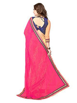 Panchratna Women'S Pink and Cream georegette ethnic saree with blouse piece material...