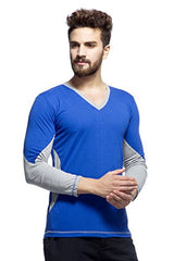 Men's Blue Grey V neck T-shirt (Medium)