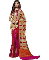 EthnicJunction Women's Cotton Silk Saree With Blouse (Multicolor,EJ1131-3031)