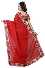 B Bella Creation Women's Georgette Saree (BHAGALPURI RED_Red_Freesize)