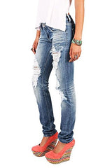Pink Ice Women's Juniors Low Rise Ripped Straight Leg Machine Jeans, Denim,3
