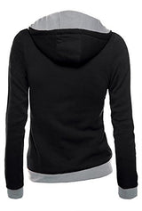 DJT Womens Oblique Zipper Slim Fit Hoodie Jacket Small Black