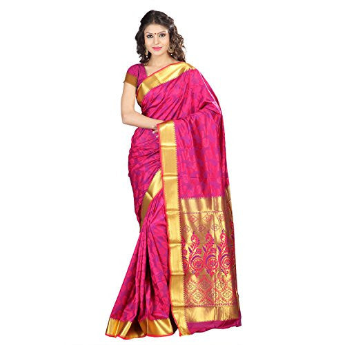 Varkala Silk Sarees Women's Art Silk Kanchipuram Saree (JP8106RNV_Pink)