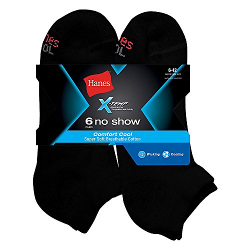 Hanes Men's X-Temp Comfort Cool No Show 6-Pack_Black_6-12