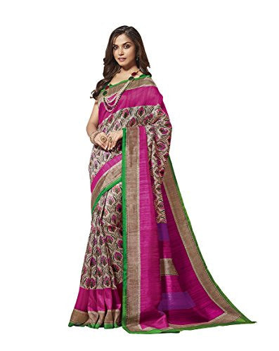 EthnicJunction Women's Cotton Silk Saree With Blouse (Multicolor,EJ1131-3030)