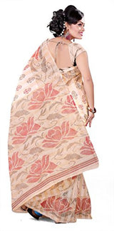 e-VASTRAM Women gadwal printed saree (GPC, Beige)