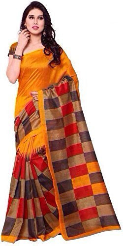 Fabdiamond Women's Cotton Saree (Sofiya Saree_Real_Orange_Free Size)