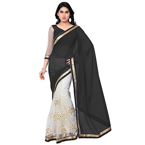 Sargam Fashion Women's Georgette Saree (TammannaBlack_Black)