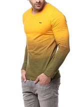 Gritstones Yellow Full Sleeve V Neck T Shirt GSFSOMBVNCKYELL_XL