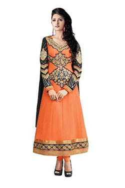 Clickedia Women Faux Georgette Salwar Suit Dress Material (El30011 _Orange _Free Size)