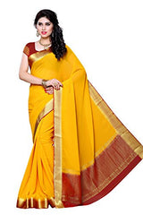 Mimosa Women's Traditional Chiffon Silk Saree Kanjivaram Style With Blouse Color:Gold(3309-2095-GLD-MRN )