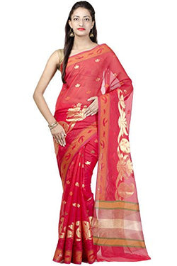 Chandrakala Women's Red Banarasi Cotton Silk Saree