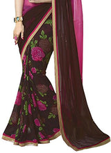 Trendz Women's Dual Shade Georgette Saree(TZ_Chocolate)
