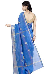Chandrakala Women's Cotton Silk Saree (8139_Blue)