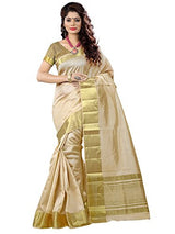 e-VASTRAM Womens Tassar Silk Saree With Zari Blouse(TACR_Beige)