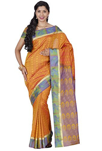 Kanchipuram Silk Saree Handloom Pattu Saree (PMB001-ORANGE GOLD)
