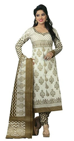 Angelfab Women's Cotton Dress Material (PRI938_White)