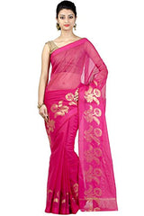 Chandrakala Women's Pink Banarasi Cotton Blend Saree