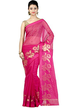 Chandrakala Women's Pink Banarasi Cotton Blend Saree