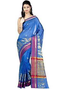 Chandrakala Women's Blue Banarasi Art Silk Saree