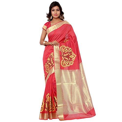 Varkala Red-Banarasi Pure Cotton Silk Exclusive Resham Saree-DM2105RD