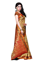 Mimosa Women's Traditional Art Silk Saree Kanjivaram Style With Blouse Color:Chiku(3296-140-CKU-MRN )