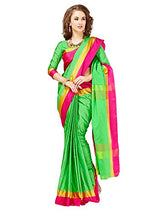 Glory Sarees Women's Poly Cotton Ethnic Wear Saree (jari107_green and pink)