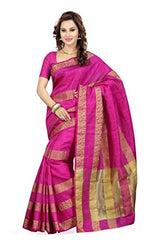 Ishin Poly Silk Pink Solid Women's Saree
