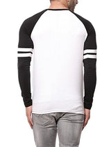 Gritstones Men's Black/White Full Sleeve Round Neck Raglan Cotton Tshirt Gsfsrgln1288Blkwht_Xl