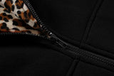 Meaneor Women's Long Sleeve Zip-up Hoodie Jacket with Zipper Point Black L