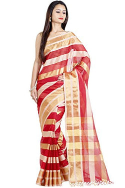 Chandrakala Women's Banarasi Cotton Silk Saree(Red)