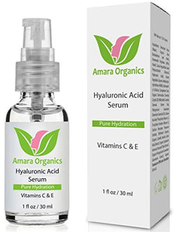 Amara Organics Hyaluronic Acid Serum for Skin with Vitamin C & E, 1 fl. oz.