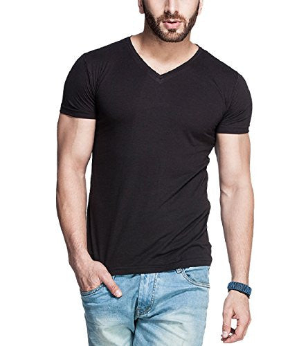 Tripr Men's V-Neck Tshirt Black (Large)