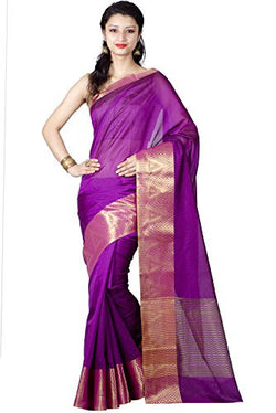 Chandrakala Women's Banarasi Cotton Silk Saree(Purple)