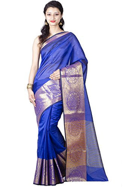 Chandrakala Women's Banarasi Faux Silk Saree (9128_Royal Blue)