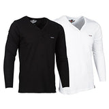 Rodid Solid Men's V-neck White, Black T-Shirt (Pack of 2)