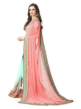 Panchratna Women'S Orange and Sky georegette ethnic saree with blouse piece material...