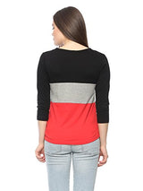 Vvoguish Black/Grey Melange/Red Star Printed Top
