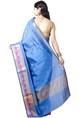Chandrakala Women's Banarasi Cotton Silk Saree(Blue)