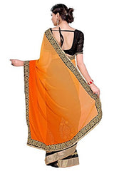 Glory Sarees Women's Georgette Saree (nakkashi2022_Orange and Black)