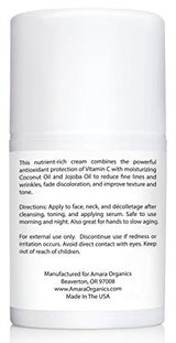 Amara Organics Vitamin C Cream for Face with Coconut Oil, Cocoa Butter & Jojoba Oil, 1.7 fl. oz.