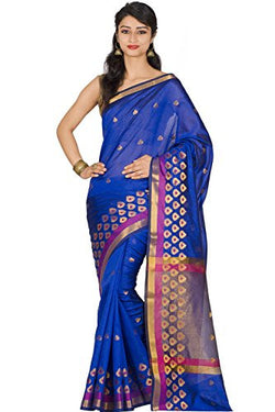 Chandrakala Women's Banarasi Cotton Silk Saree(Blue)