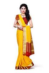 Mimosa Women's Traditional Chiffon Silk Saree Kanjivaram Style With Blouse Color:Gold(3309-2095-GLD-MRN )
