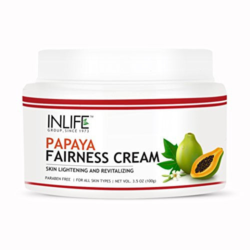 INLIFE Natural Papaya Fairness Moisturizer Cream (100 gm) Paraben Free Cosmetic For Skin Whitening, Ageing, Wrinkles, Blemish, Tightening and Black Spots