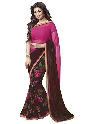 Trendz Women's Dual Shade Georgette Saree(TZ_Chocolate)