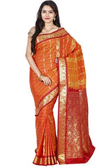 RRs Women's kanchipuram Sumanjali Pattu Saree handloom saree (SBB002 GOLD MUSTARD)